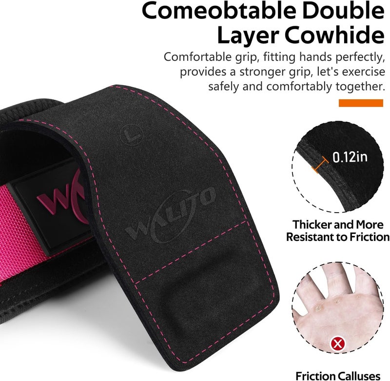 WALITO Weight Lifting Wrist Strap, Double Leather Weightlifting Wrist Straps for Gym Strength Training, Neoprene Padded Wrist Wraps - for Men & Women (Pair) - Image 3
